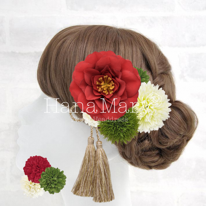 大きな椿の髪飾り
