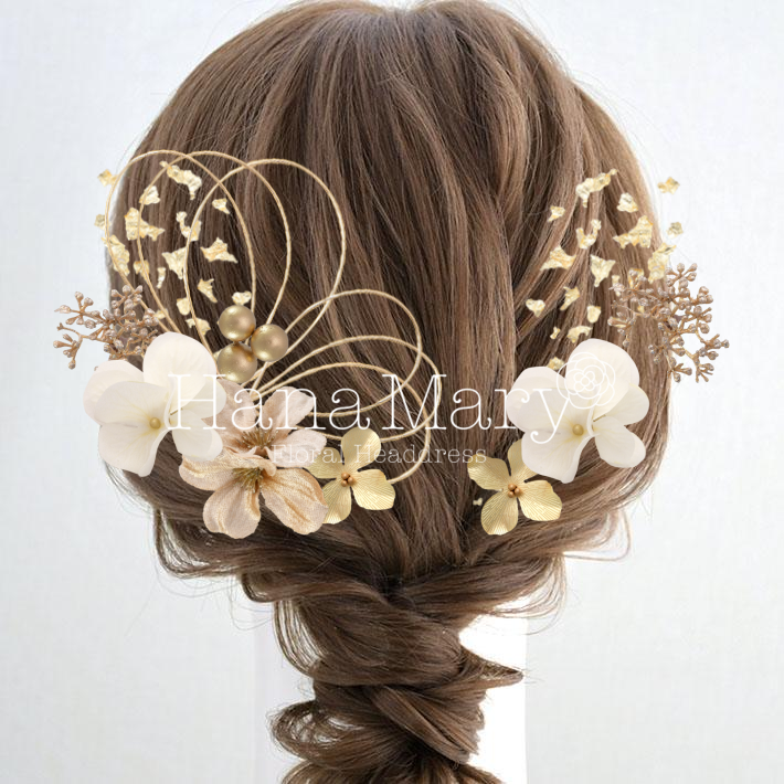 白x金、紫陽花と花水木