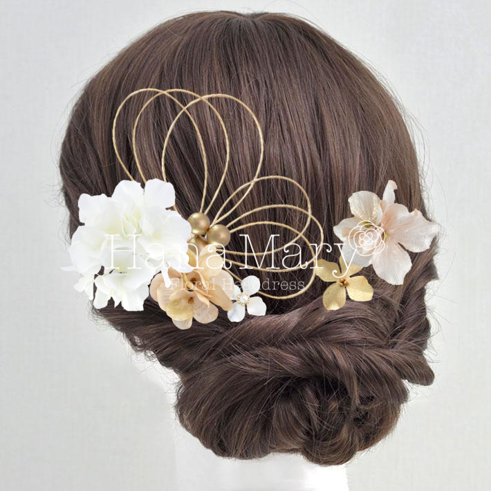 白x金、紫陽花、花水木