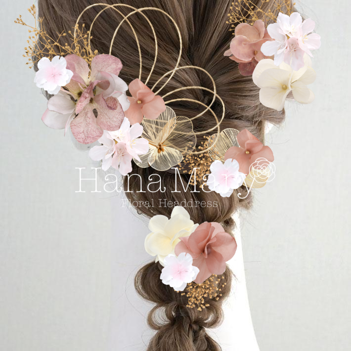 紫陽花と桜  編みおろし