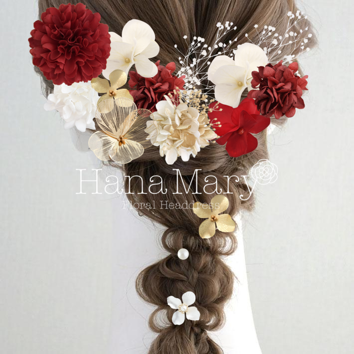 小花華やぐプリザの髪飾り