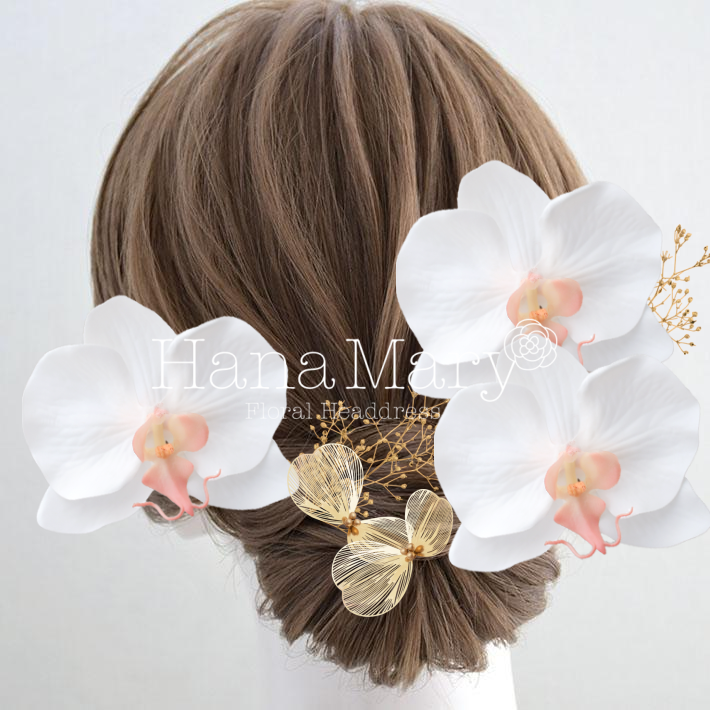 ピンクと白の髪飾り