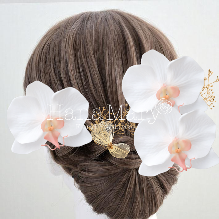 ピンクと白の髪飾り