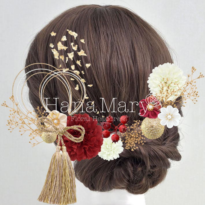 ドライフラワーとつまみ細工