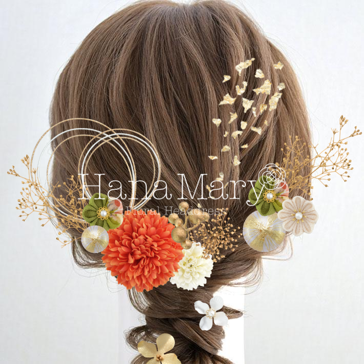 オレンジの編み込み3