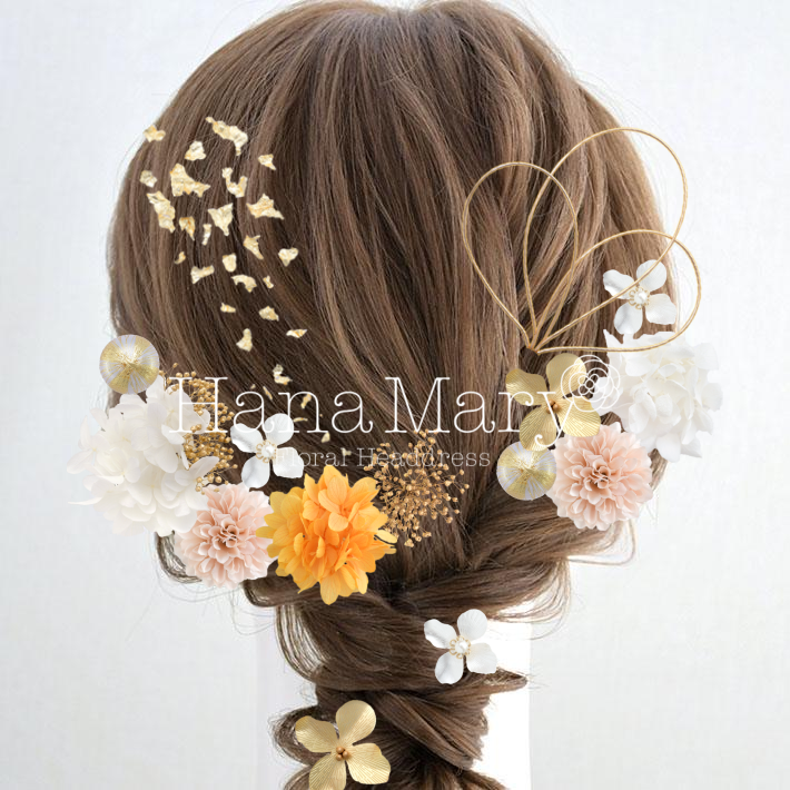 オレンジと薄ピンク