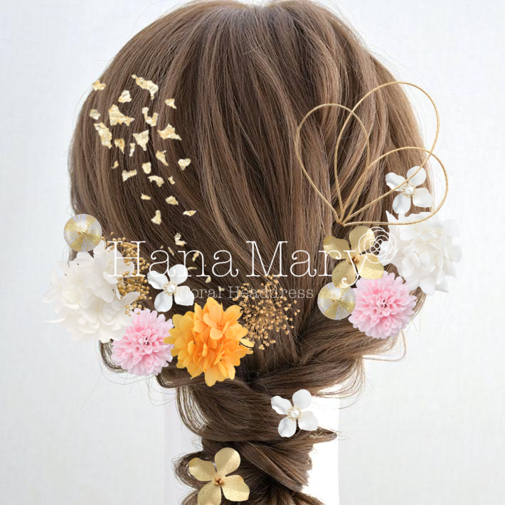 オレンジと薄ピンク