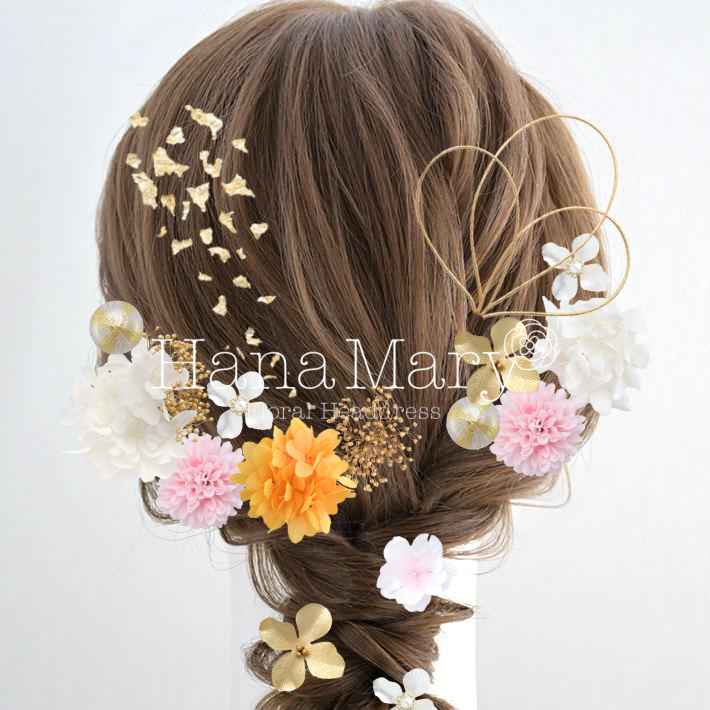 オレンジと薄ピンク