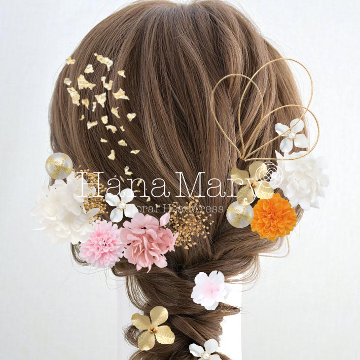 オレンジと薄ピンク