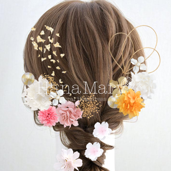 ピンクとオレンジの編み下ろし