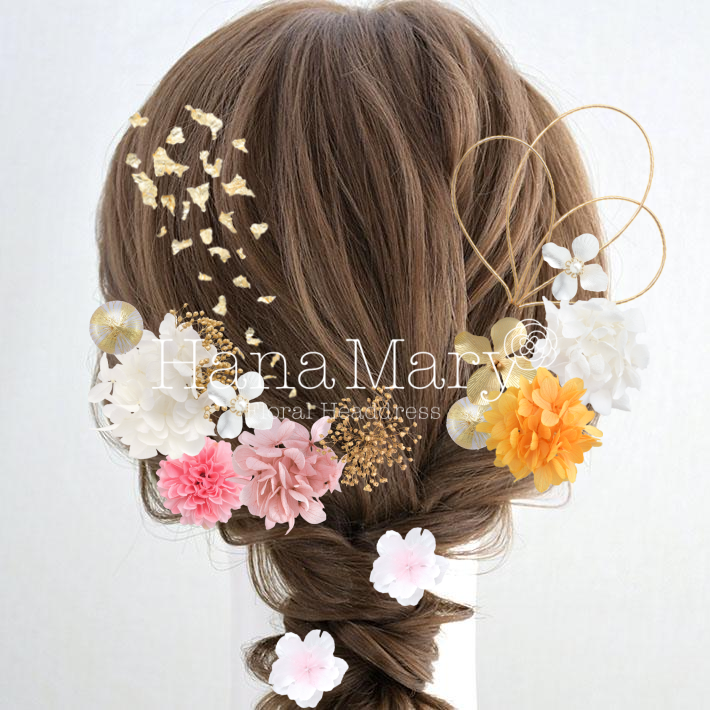 ピンクとオレンジの編み下ろし