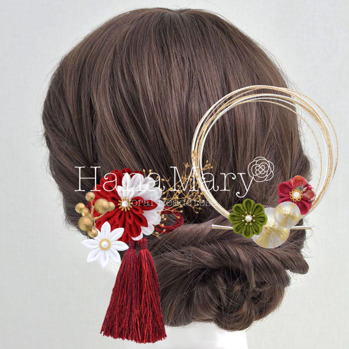 赤い振袖に似合う髪飾り