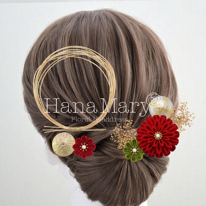 つまみ細工の髪飾り