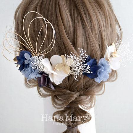 小花きらめく髪飾り 成人式 卒業式 結婚式【清楚なブルー】振袖 袴 髪飾り 青