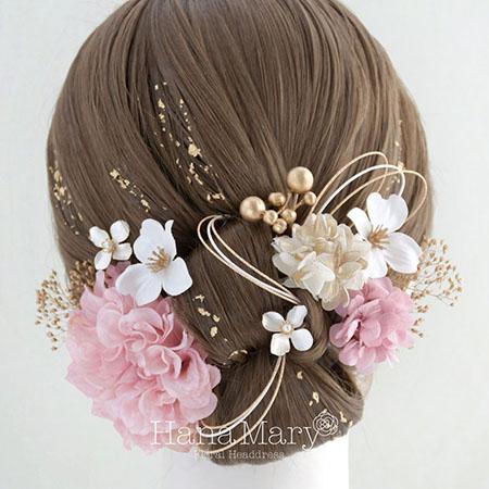 晴れの日は華やかに 成人式 卒業式 結婚式【淡ピンク】振袖 袴 水引き ヘアアクセ