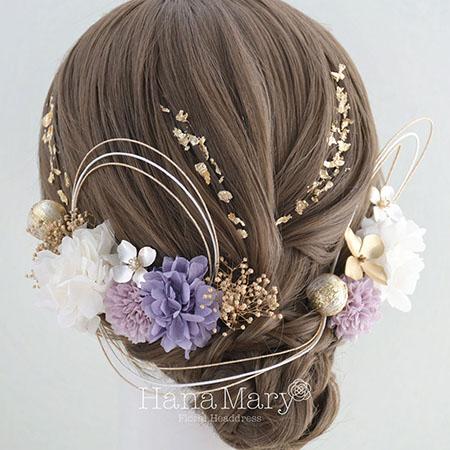 和と洋と 卒業式 成人式 結婚式【ラベンダー】袴 振袖 着物 水引き 鞠玉