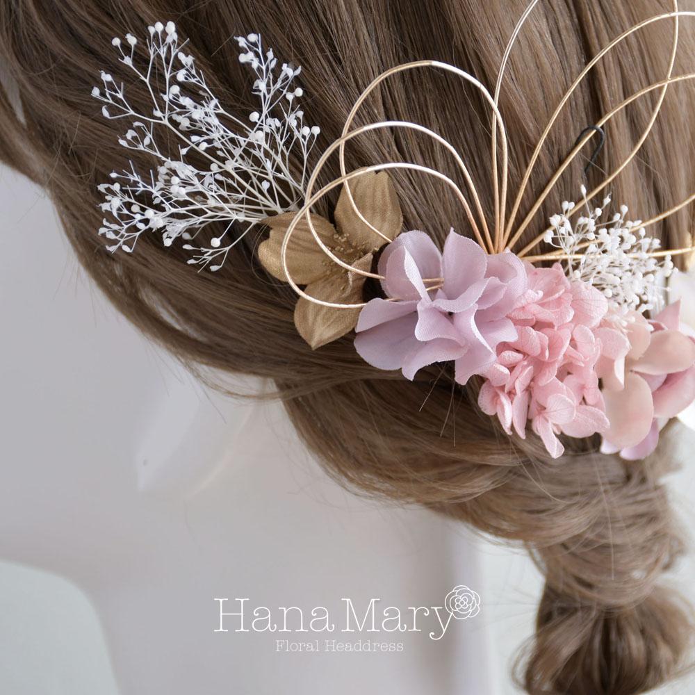 花飾り アレンジ名 小花きらめく髪飾り 成人式 卒業式 結婚式【ピンク