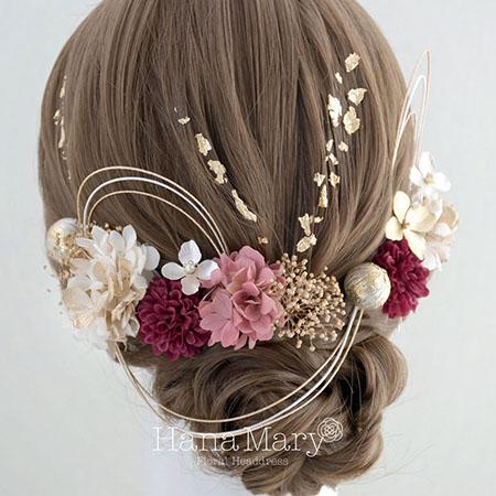 和と洋と 卒業式 成人式 結婚式【ボルドーピンク】袴 振袖 着物 水引き 鞠玉